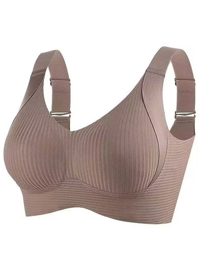 🎁Köp 1 Få 3 Förpackningar💕Ribbad Push Up Justerbar Trådlös BH för kvinnor