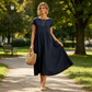 👗🌸 Kvinnors Bomull-Linne Enfärgad Klänning med Fickor – Andningsbar, Smickrande Midja & Lättvikt – Perfekt För Vår & Sommar ☀️