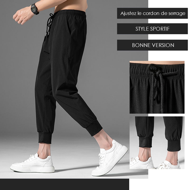 Pantalon d'homme décontracté en soie de glace (essentiels pour l'été)-1