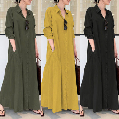 👗 50% RABATT! ✨ Lång, Enkel & Elegant Klänning – Slät Silhuett, Mjukt Tyg & Perfekt För En Minimalistisk Vardagslook 🌸