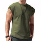 Sommar, ny, herr, lös passform, enfärgad, axelbar, ärmlös T-shirt