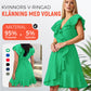 Elegant midjeknuten V-ringad klänning med volanger för kvinnor
