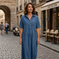 👗Ljus denim midiklänning med fickor