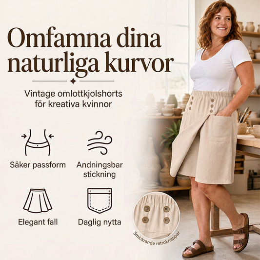 Asymmetriska wrap-shorts i knälängd för damer