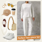 💕2-delat set för kvinnor: långärmad topp med rund hals + byxor 🧥+👖