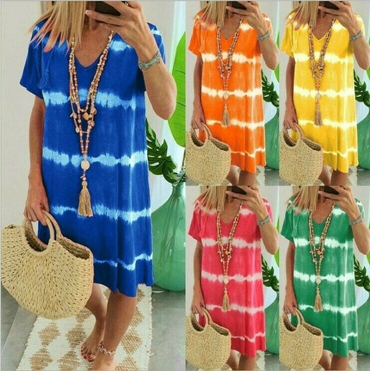 👗 Tie-dye V-ringad T-shirtklänning