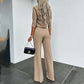 ✨Elegant set med crop top och byxor med vida ben för kvinnor