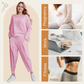 💕2-delat set för kvinnor: långärmad topp med rund hals + byxor 🧥+👖