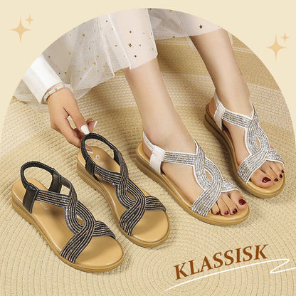 🔥Köp 2 och få fri frakt🔥Lyxiga Sandaler med Strass och Halkfri Mjuk Sula