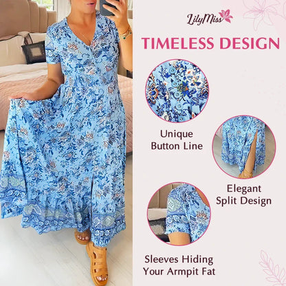 🌸🌸V-ringad klänning med blommigt mönster