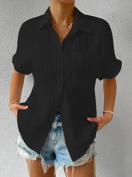 🔥Köp 3 och få fri frakt🔥Shirt Collar Casual Button Loose Top