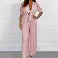 V-ringad plisserad jumpsuit i enfärgad modell för kvinnor 💛💛