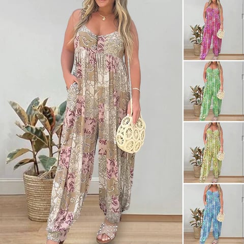 🌸 Löst sittande jumpsuit med tryck (begränsat lager) 💥