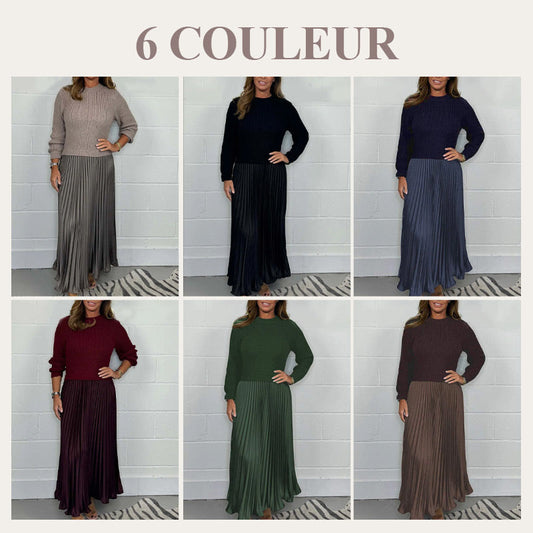 🥰Robes plissées à col rond pour femmes, élégantes et stylées📦LIVRAISON GRATUITE✈️