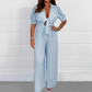 V-ringad plisserad jumpsuit i enfärgad modell för kvinnor 💛💛