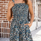 💃Kvinnor Sommar Square Neck Sleeveless Lös Casual Kort Smockad Romper✨