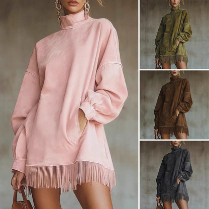 【S-3XL】💖Klänning med långa ärmar och fransar🎁Köp 2 och få fri frakt