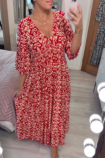 🔥DERNIER JOUR 40% DE RÉDUCTION🔥Robe à fleurs à col en V