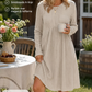 🌸 Ett elegant val ✨Damernas Ribbstickade A-linjeklänning – Elegant Midiklänning med Lång Ärm för Höst och Vinter