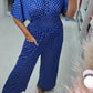 🔥 54% RABATT🔥 Jumpsuit med prickigt tryck och elastisk midja