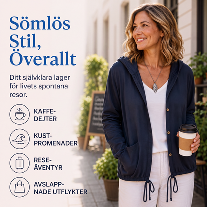 Bästsäljare🔥 🧥 Casual-jacka med huva och justerbar dragsko – mjuk och bekväm