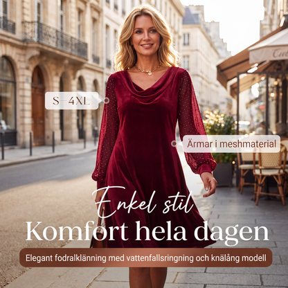 Nyhet✨ 🌸 Elegant knälång klänning med skimrande ärmar – sofistikerad stil för speciella tillfällen