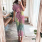 👗✨ V-ringad rynkad satinskjortklänning