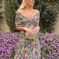 💞Was soll ich morgen anziehen?🌞 Damen Off-the-shoulder V-Ausschnitt Bedrucktes Kleid