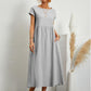 👗🌸 Kvinnors Bomull-Linne Enfärgad Klänning med Fickor – Andningsbar, Smickrande Midja & Lättvikt – Perfekt För Vår & Sommar ☀️