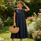 👗🌸 Kvinnors Bomull-Linne Enfärgad Klänning med Fickor – Andningsbar, Smickrande Midja & Lättvikt – Perfekt För Vår & Sommar ☀️