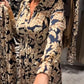 Vintageblommig skjortklänning med midjeknäppning