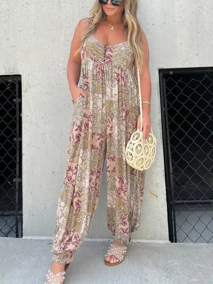 🌸 Löst sittande jumpsuit med tryck (begränsat lager) 💥