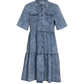 👗✨ Elegant denim midiklänning med krage och knappar