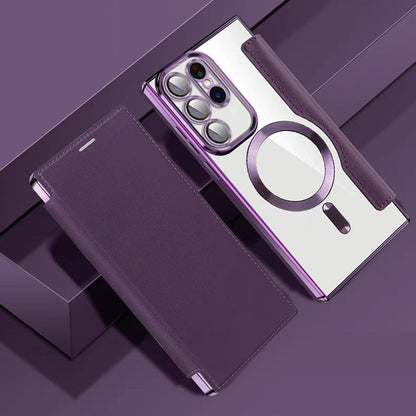 Nytt texturerat flipat telefonfodral i läder för Samsung