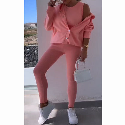 💗Sweatshirt 3-delat set (Gratis frakt)💗Cardigan med huva, väst, byxor