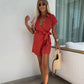🌸Dam sexig bomulls- och linne jumpsuit med V-ringning
