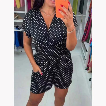 🔥🎁Prickig jumpsuit med V-ringning