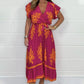Sommar Ruffle Sleeves Tie V-Neck Klänning För Plus Size Flickor