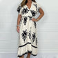 Sommar Ruffle Sleeves Tie V-Neck Klänning För Plus Size Flickor