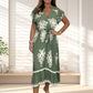 Sommar Ruffle Sleeves Tie V-Neck Klänning För Plus Size Flickor