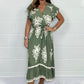 Sommar Ruffle Sleeves Tie V-Neck Klänning För Plus Size Flickor