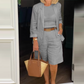 👚🩳 Avslappnat matchande set med öppen topp och bermudashorts