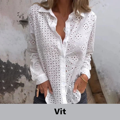 💕Dam Avslappnad Långärmad Enfärgad Ögla Skjorta🔥Köp 2 och få fri frakt