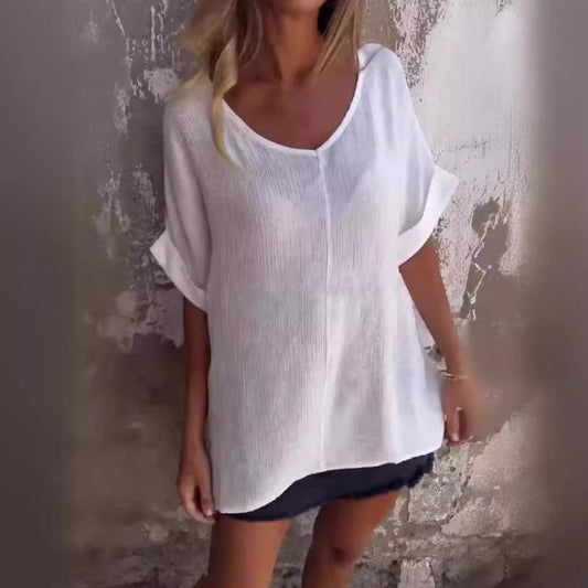 🌺KÖP 3 FÅ GRATIS FRAKT🌺 Överdimensionerad V-ringad topp för kvinnor