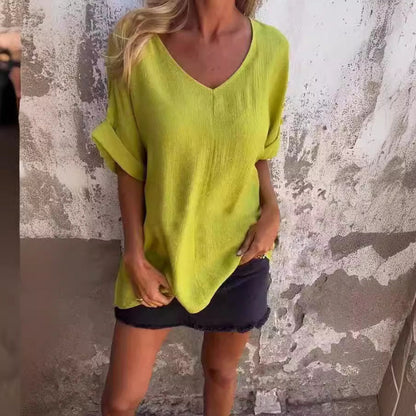 🌺KÖP 3 FÅ GRATIS FRAKT🌺 Överdimensionerad V-ringad topp för kvinnor