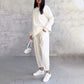 💕2-delat set för kvinnor: långärmad topp med rund hals + byxor 🧥+👖
