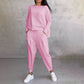 💕2-delat set för kvinnor: långärmad topp med rund hals + byxor 🧥+👖