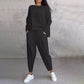 💕2-delat set för kvinnor: långärmad topp med rund hals + byxor 🧥+👖