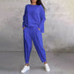 💕2-delat set för kvinnor: långärmad topp med rund hals + byxor 🧥+👖