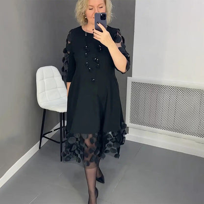 💥Robe évasée grande taille avec décoration à pois👗